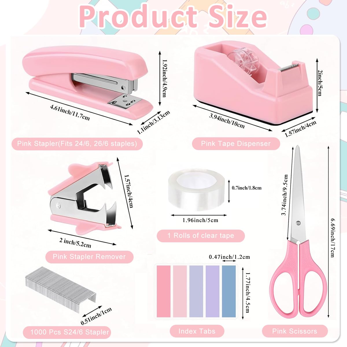 Climberty Pink Office Supplies Set, Stapler and Tape Dispenser Set, Office Desk Accessories Kit with Stapler, Tape Dispenser, Staple Remover, Staples, Clips, Scissors, Tabs, Gift for Women, Clerks Climberty Pink Office Supplies Set, Stapler and Tape Dispenser Set, Office Desk Accessories Kit with Stapler, Tape Dispenser, Staple Remover, Staples, Clips, Scissors, Tabs, Gift for Women, Clerks